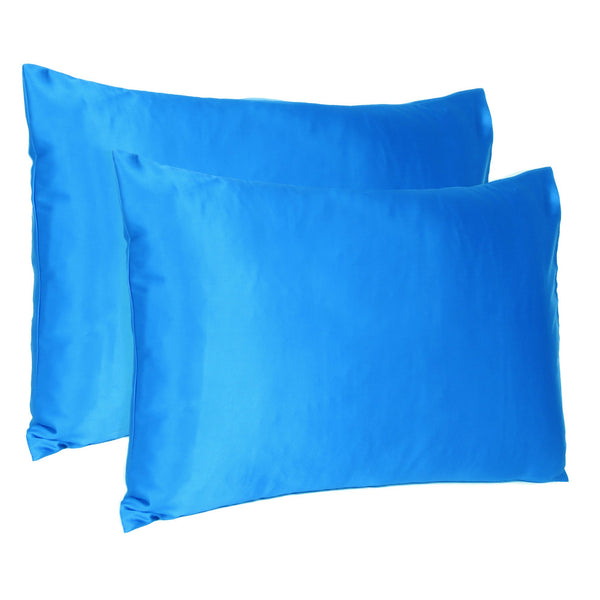 Blue Dreamy Set of 2 Silky Satin King Pillowcases