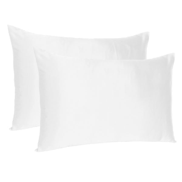 White Dreamy Set of 2 Silky Satin King Pillowcases