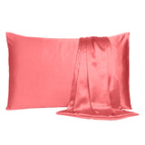 Coral Dreamy Set of 2 Silky Satin King Pillowcases