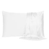 White Dreamy Set of 2 Silky Satin Standard Pillowcases