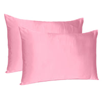 Pink Rose Dreamy Set of 2 Silky Satin Standard Pillowcases