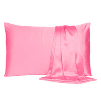 Pink Rose Dreamy Set of 2 Silky Satin Queen Pillowcases