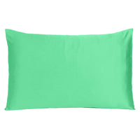 Green Dreamy Set of 2 Silky Satin Queen Pillowcases