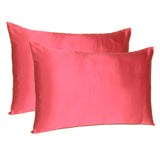 Poppy Red Dreamy Set of 2 Silky Satin Queen Pillowcases