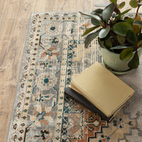 2? x 8? Gray and Beige Aztec Pattern Runner Rug
