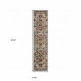 2? x 8? Gray and Rust Distressed Medallion Runner Rug