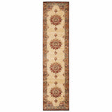 2? x 8? Gold and Orage Floral MedallionRunner Rug