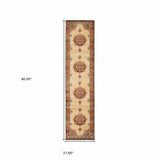 2? x 8? Gold and Orage Floral MedallionRunner Rug