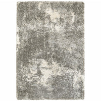 2? x 3? Gray and Ivory Distressed Abstract Scatter Rug