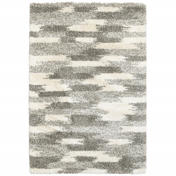 2? x 3? Gray and Ivory Geometric Pattern Scatter Rug