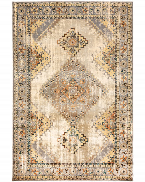 4? x 6? Gray and Beige Aztec Pattern Area Rug