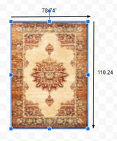 7? x 9? Gold and Orage Floral MedallionArea Rug