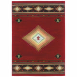 5? x 8? Red and Beige Ikat Pattern Area Rug