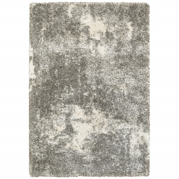 5? x 8? Gray and Ivory Distressed Abstract Area Rug