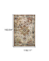 10? x 13? Gray and Rust Distressed Medallion Area Rug