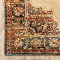 10? x 13? Gold and Orage Floral MedallionArea Rug