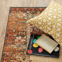 10? x 13? Gold and Orage Floral MedallionArea Rug