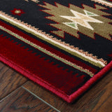 8? Round Red and Beige Ikat Pattern Area Rug