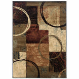 7? x 10? Brown and Black Abstract Geometric Area Rug