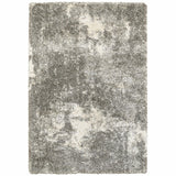 8? x 11? Gray and Ivory Distressed Abstract Area Rug