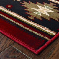 10? x 13? Red and Beige Ikat Pattern Area Rug