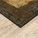 10? x 13? Brown and Black Abstract Geometric Area Rug
