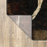 10? x 13? Brown and Black Abstract Geometric Area Rug