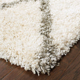 10? x 13? Ivory and Gray Geometric Lattice Area Rug