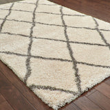 10? x 13? Ivory and Gray Geometric Lattice Area Rug