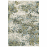 2? x 3? Blue and Sage Distressed Waves Indoor Scatter Rug