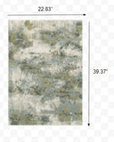 2? x 3? Blue and Sage Distressed Waves Indoor Scatter Rug