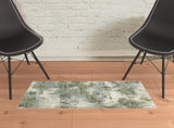 2? x 3? Blue and Sage Distressed Waves Indoor Scatter Rug