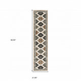 2? x 8? Abstract Ivory and Gray Geometric Indoor Runner Rug