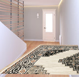 2? x 8? Abstract Ivory and Gray Geometric Indoor Runner Rug