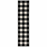 2? x 8? Monochromatic Gingham Pattern Indoor Runner Rug