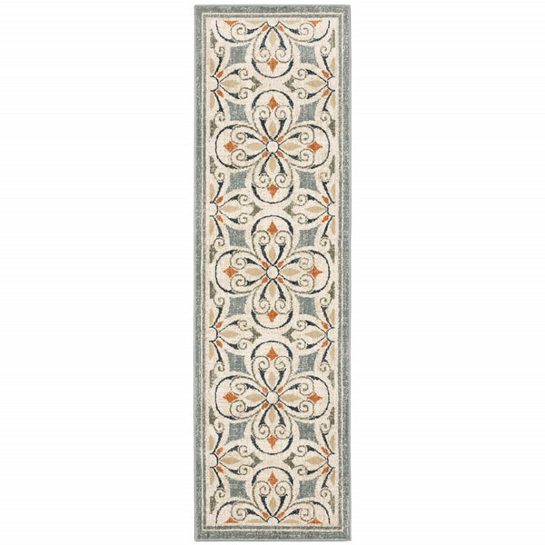 10? x 13? Gray and Beige Medallion Indoor Area Rug