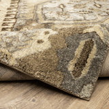 2? x 8? Tan and Gold Central Medallion Indoor Runner Rug