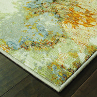 2? x 8? Modern Abstract Gold and Beige Indoor Runner Rug