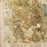 2? x 8? Modern Abstract Gold and Beige Indoor Runner Rug