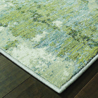 2? x 8? Blue and Sage Distressed Waves Indoor Runner Rug