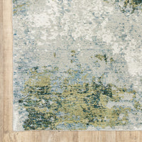 2? x 8? Blue and Sage Distressed Waves Indoor Runner Rug