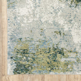 2? x 8? Blue and Sage Distressed Waves Indoor Runner Rug