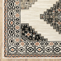 5? x 7? Abstract Ivory and Gray Geometric Indoor Area Rug