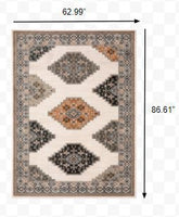 5? x 7? Abstract Ivory and Gray Geometric Indoor Area Rug