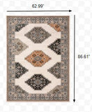 5? x 7? Abstract Ivory and Gray Geometric Indoor Area Rug