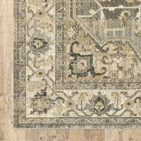 5? x 8? Beige and Gray Traditional Medallion Indoor Area Rug