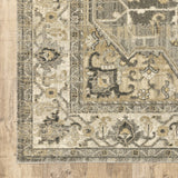 5? x 8? Beige and Gray Traditional Medallion Indoor Area Rug
