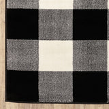 7? x 9? Monochromatic Gingham Pattern Indoor Area Rug