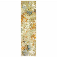3? x 12? Modern Abstract Gold and Beige Indoor Runner Rug