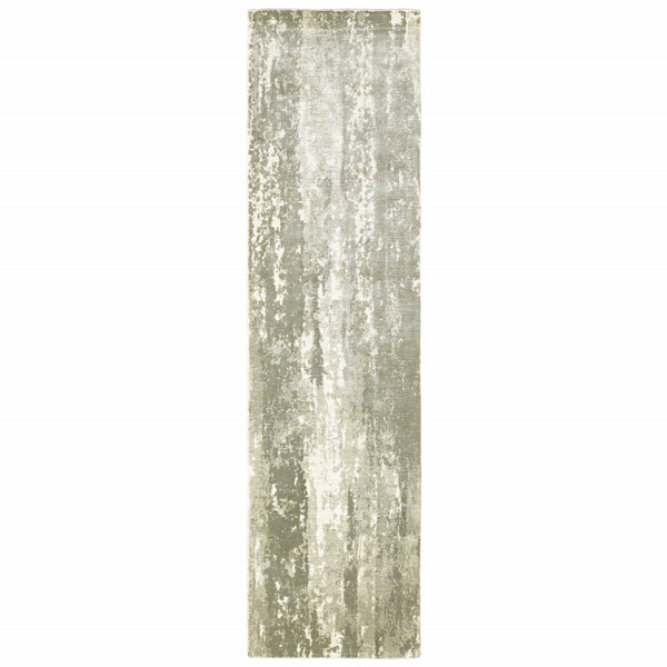 3? x 10? Gray and Ivory Abstract Splash Indoor Runner Rug